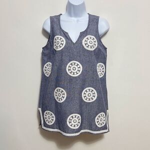 SALE!! Mud Pie Chambray Embroidered Boho Tank Tunic NWT Small
